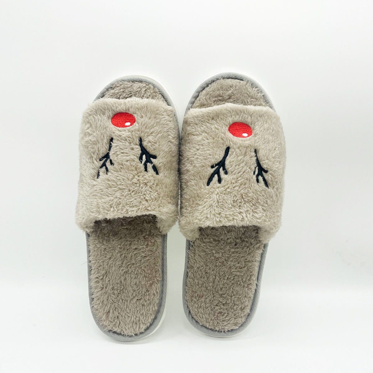 Halloween Plush Slippers, Pumpkin & Elk Faces, Open Toe One Size
