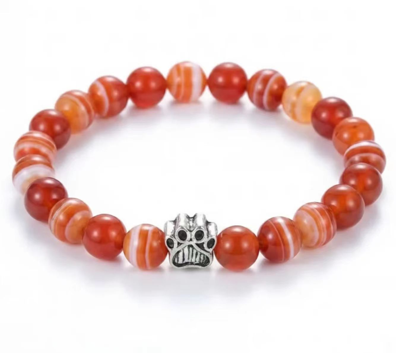 Dog Paw Bead Bracelet Natural Stone 8mm 35 Stone Options