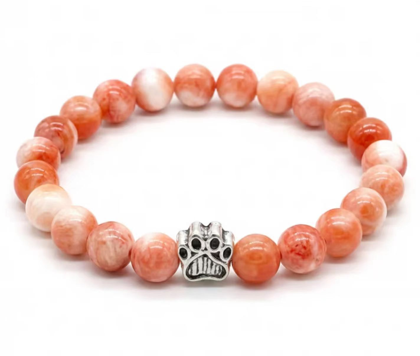 Dog Paw Bead Bracelet Natural Stone 8mm 35 Stone Options