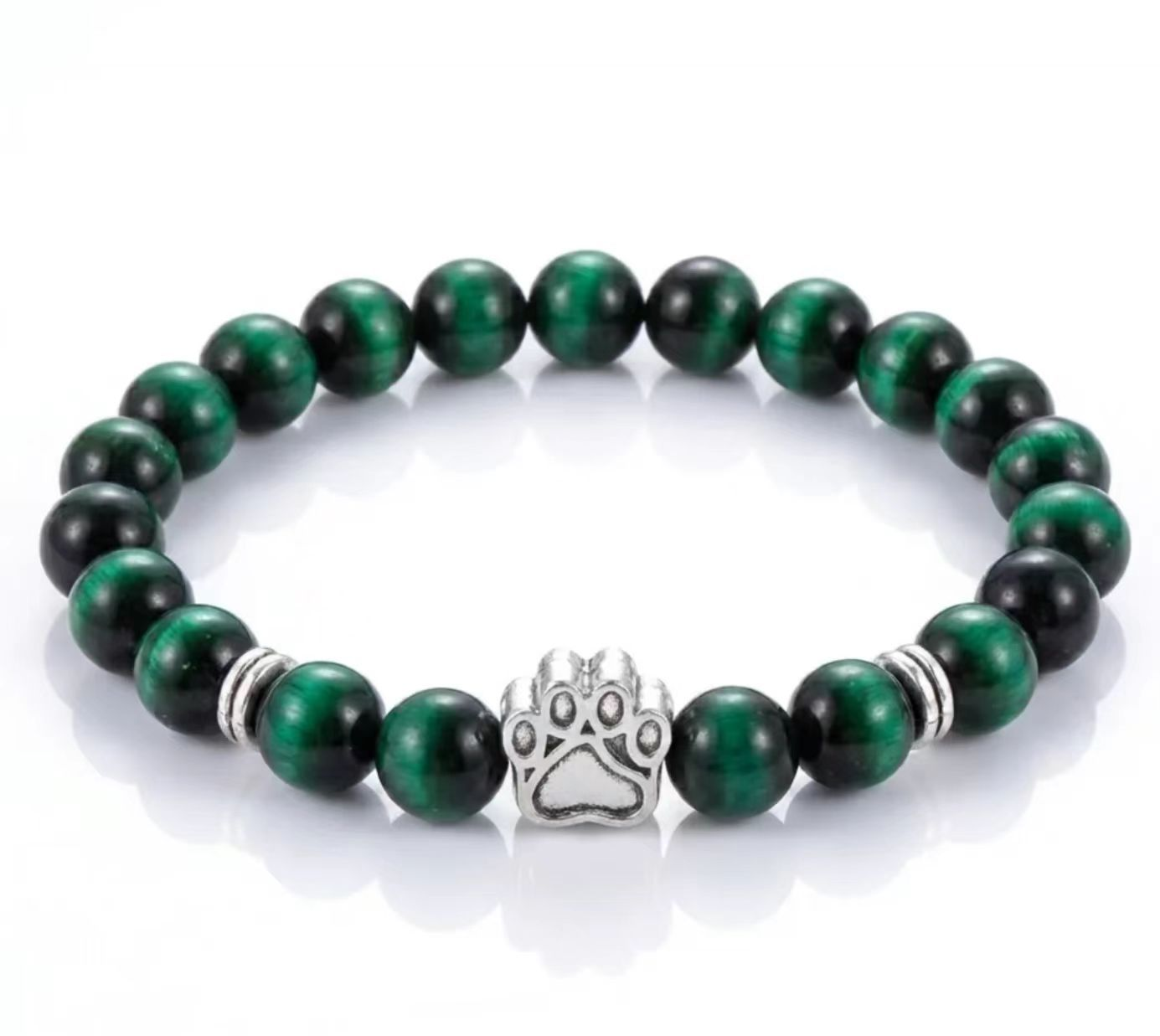 Dog Paw Bead Bracelet Natural Stone 8mm 35 Stone Options
