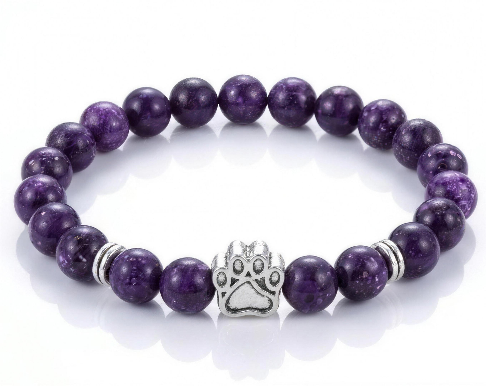 Dog Paw Bead Bracelet Natural Stone 8mm 35 Stone Options