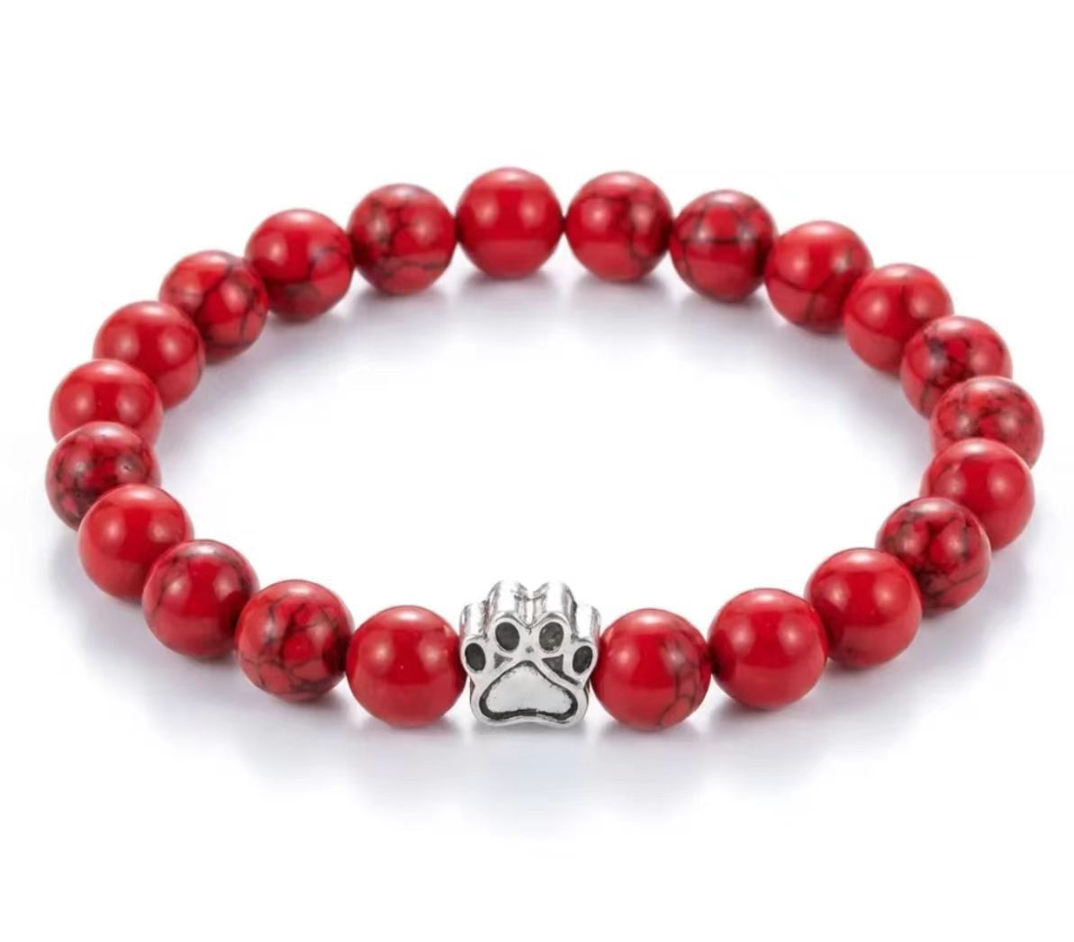 Dog Paw Bead Bracelet Natural Stone 8mm 35 Stone Options