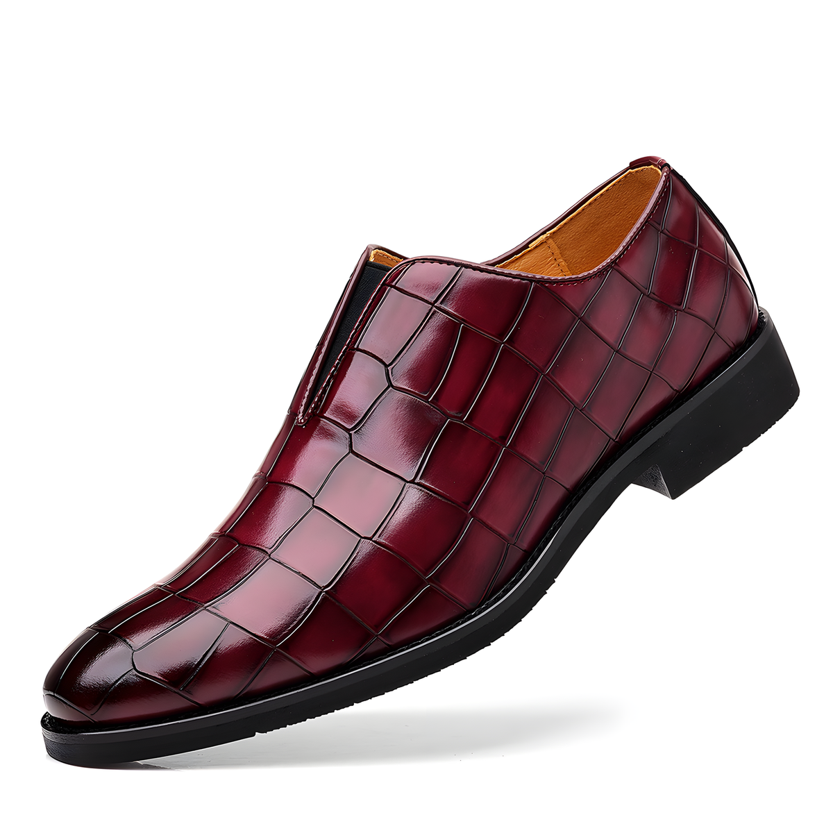 Men's Embossed Check Slip-On Shoes with Square Toe