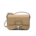 Compact Saddle Bag with Silver-Tone Buckle and Strap