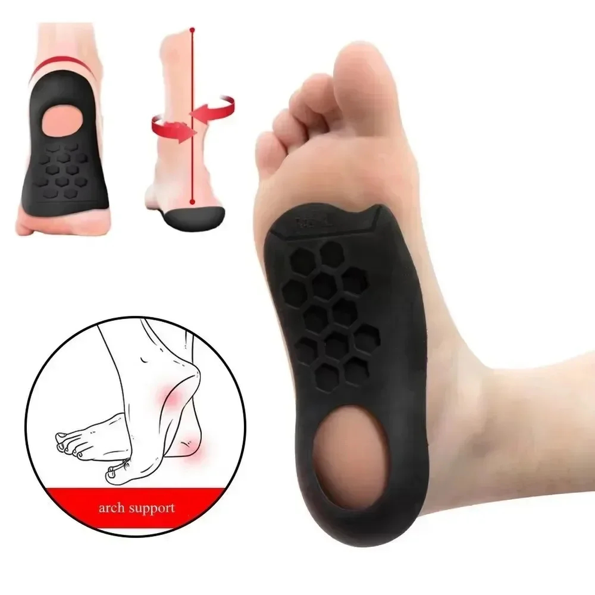 Three-Point Arch Support Shoe Insoles for Daily Comfort