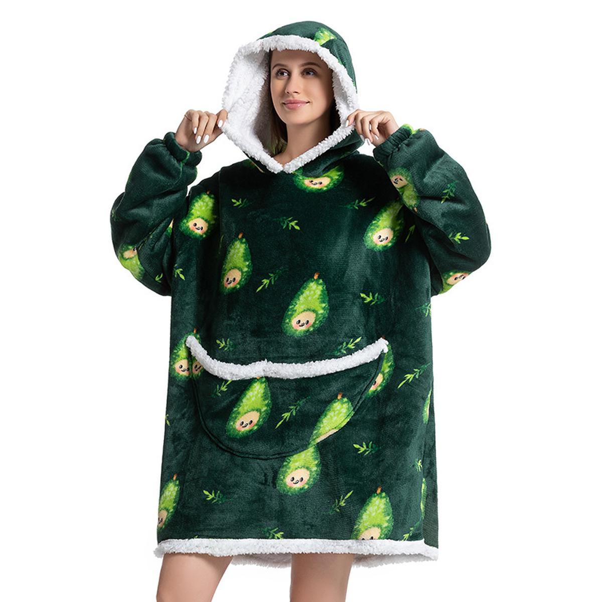 Oversized Hooded Wearable Blanket with Front Pocket