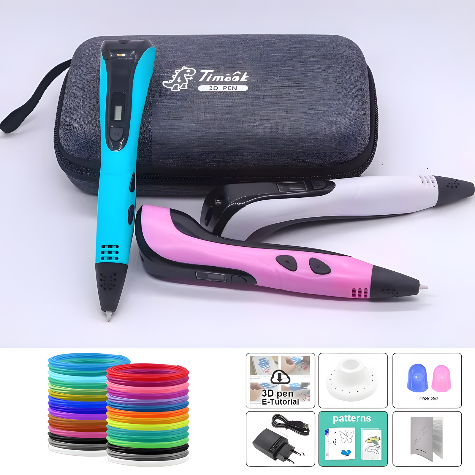 USB Rechargeable 3D Printing Pen – Pink, Blue & White