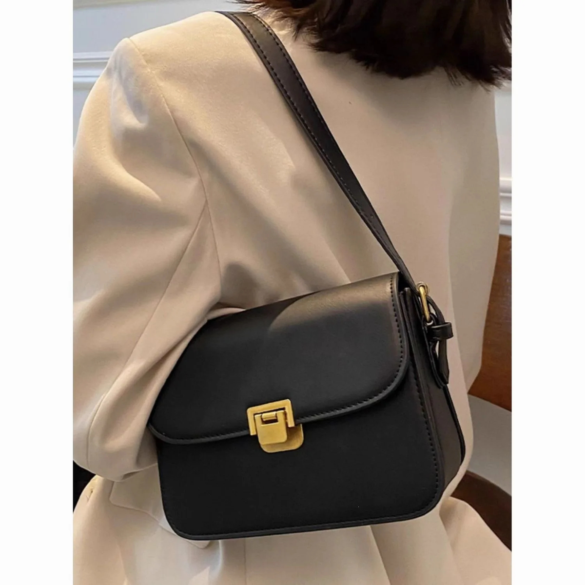 Structured Small Crossbody Bag with Flap and Slim Strap