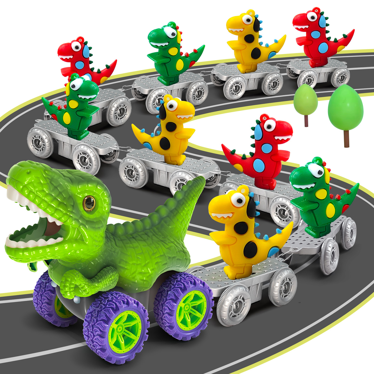 96-Piece Dinosaur Roller-Coaster Track Set with Motorized Car