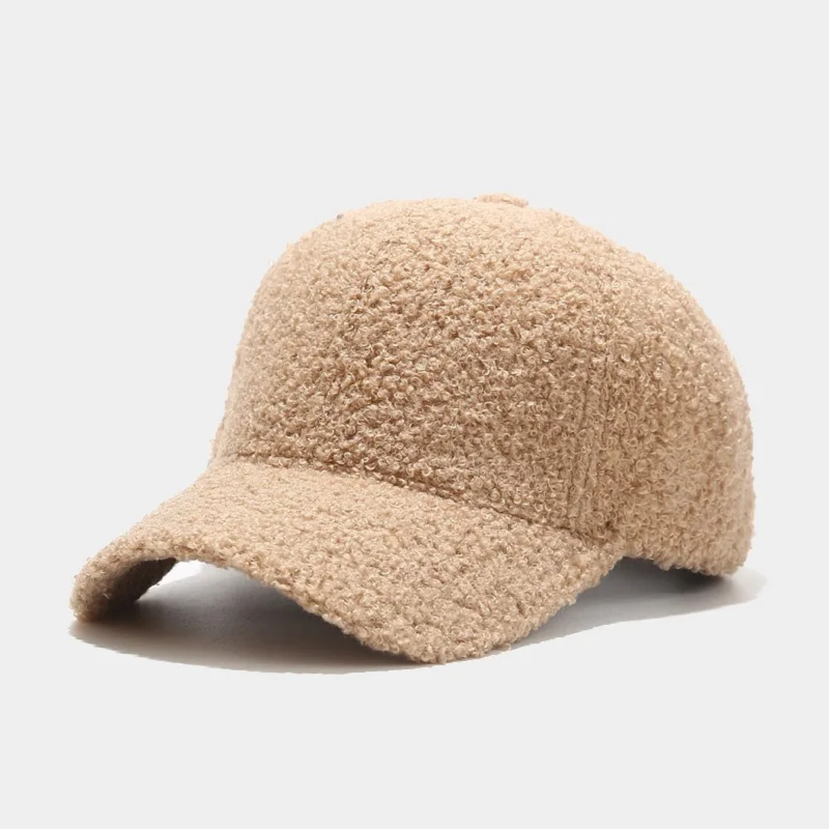 Teddy-Fleece Baseball Cap with Curved Brim and Adjustable Strap