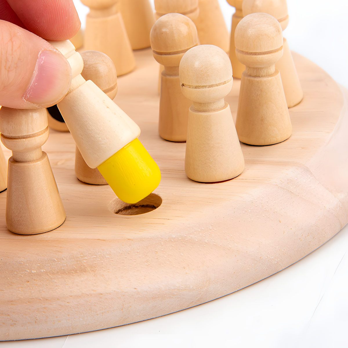 Wooden Color Memory Peg Game with Round Board and 24 Pegs