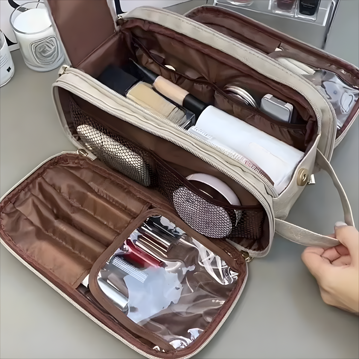 Zip-Around Travel Toiletry Organizer with Carry Handle