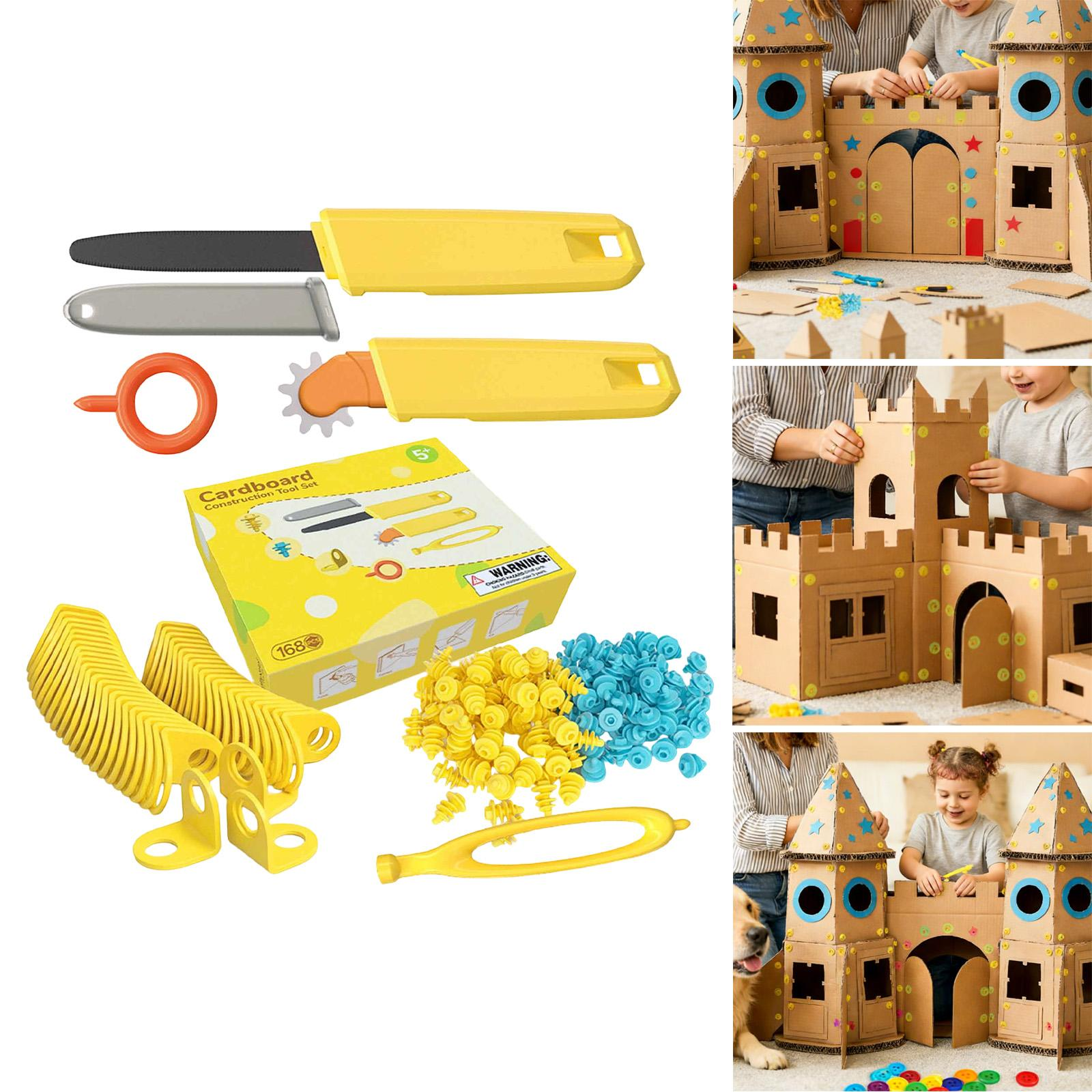 Cardboard Construction Toy 168-Piece Building Set for Kids