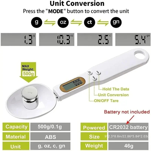 Digital Spoon Scale 0.1g Precision LCD 500g Capacity Kitchen