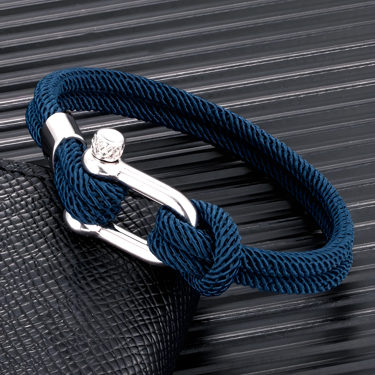 Braided Cord Bracelet, Nautical Shackle Clasp, Six Colors