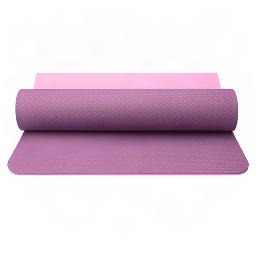 Two-Tone TPE Yoga Mat with Textured Surface and Roll-Up Design