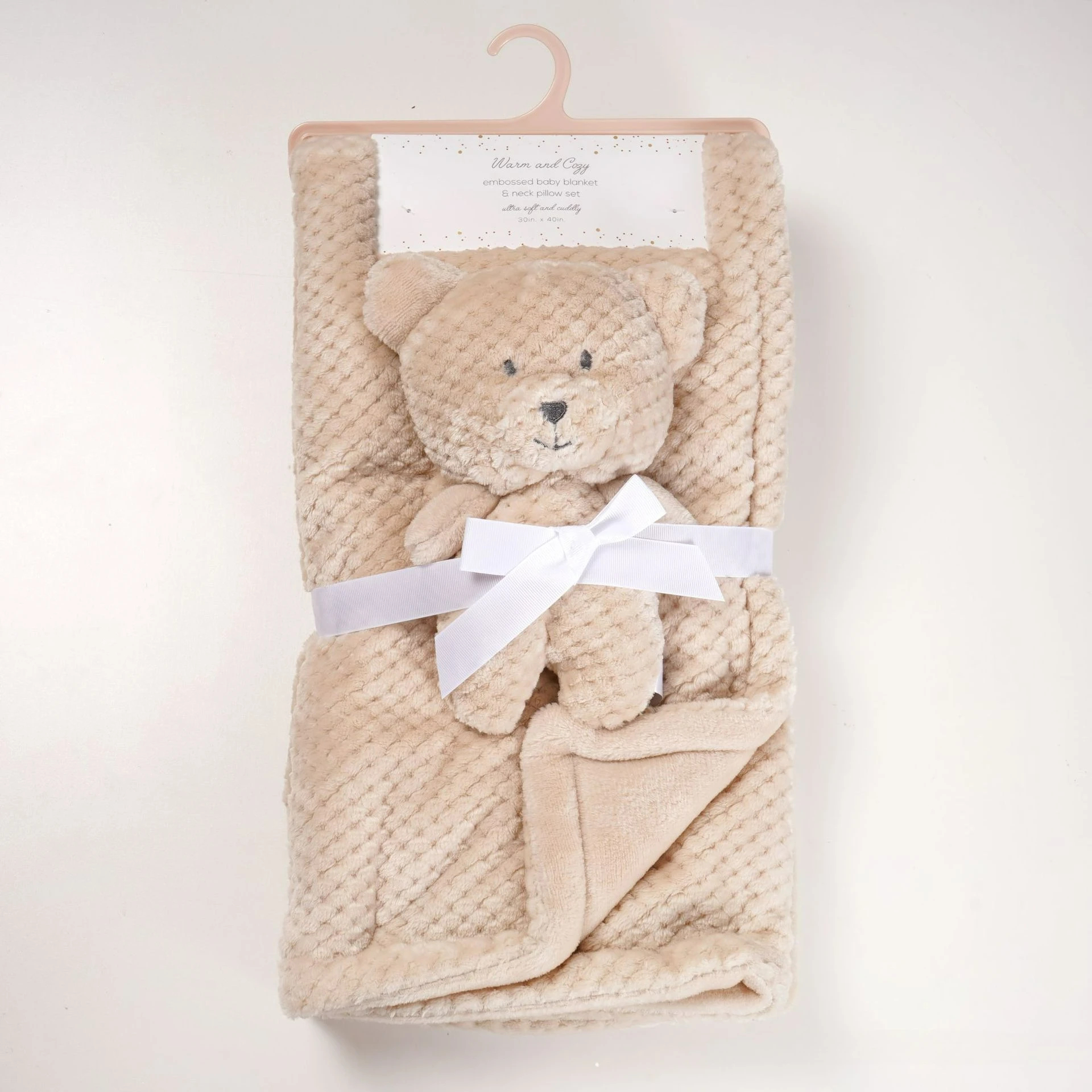 Cartoon Flannel Baby Blanket with Bear, Bunny, and Elephant