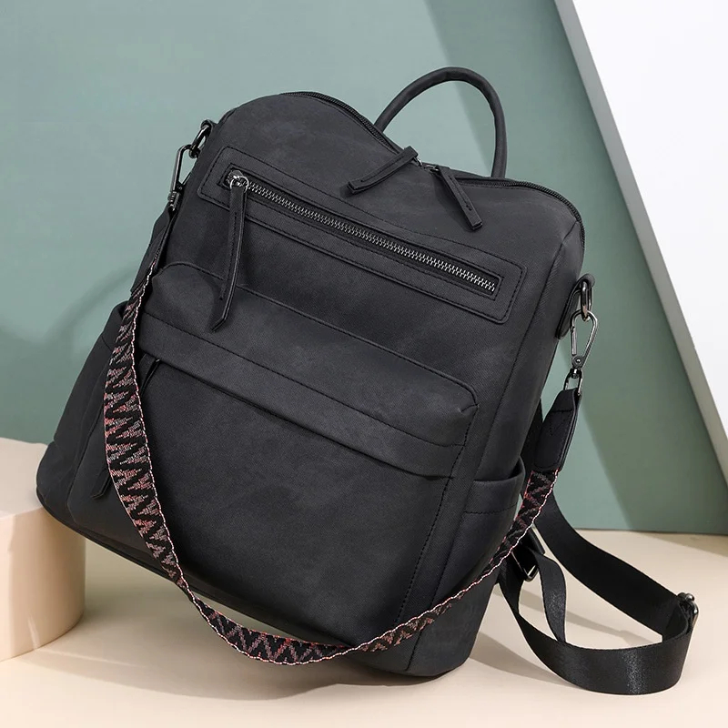 Retro PU Leather Convertible Backpack & Shoulder Bag