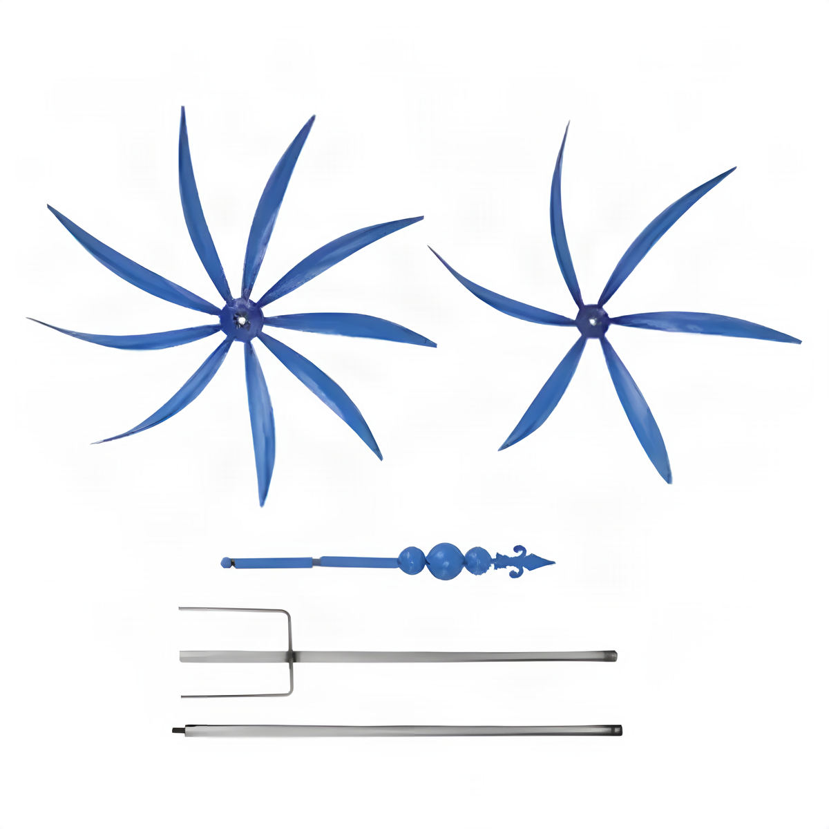 Metal Garden Wind Spinner with Curved Blades and Ground Stake