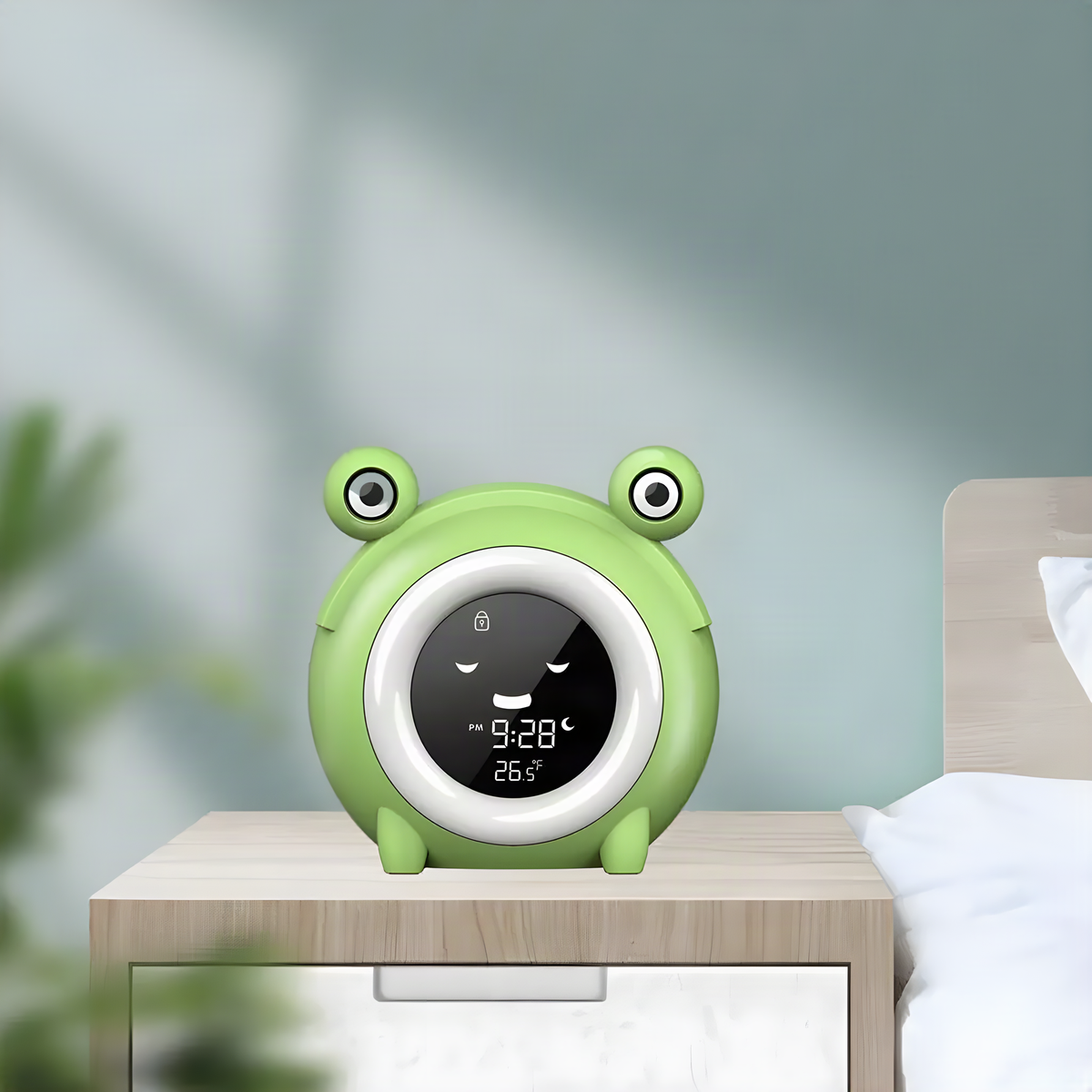 Frog Digital Alarm Clock with Color Light and Bedtime Cues