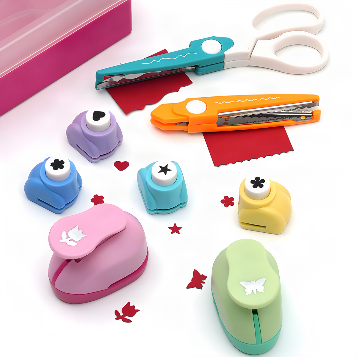 Paper Craft Punch and Decorative Scissor Set in Carry Case