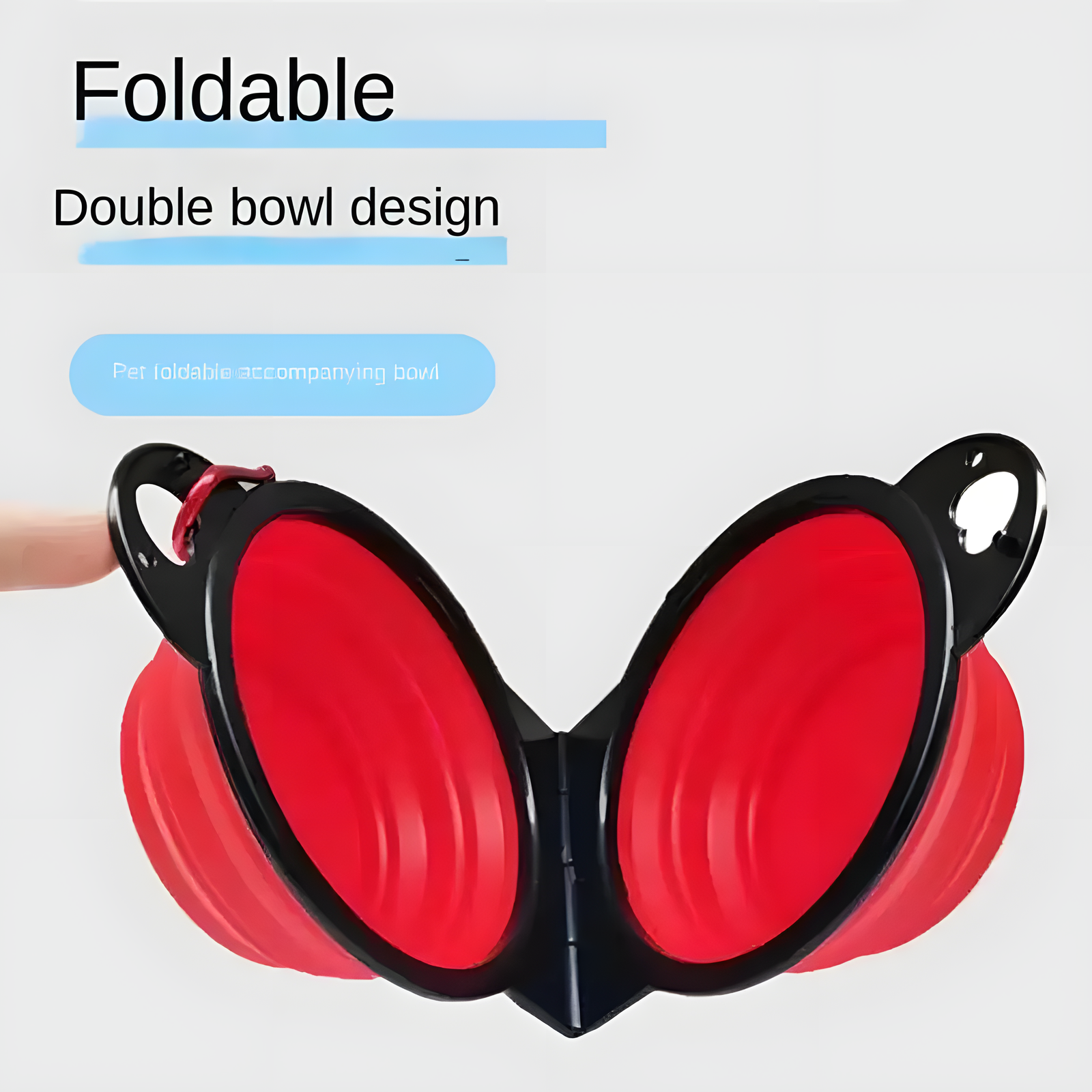 Folding Double Pet Travel Bowl 350ml Carabiner Clip