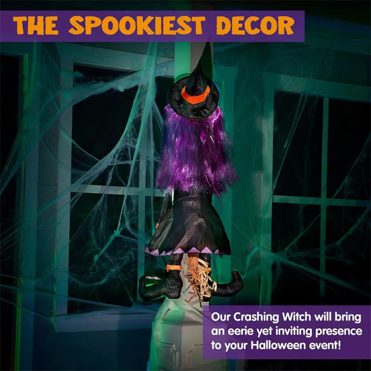 Hanging Halloween Witch Decoration with Purple Hair for Trees