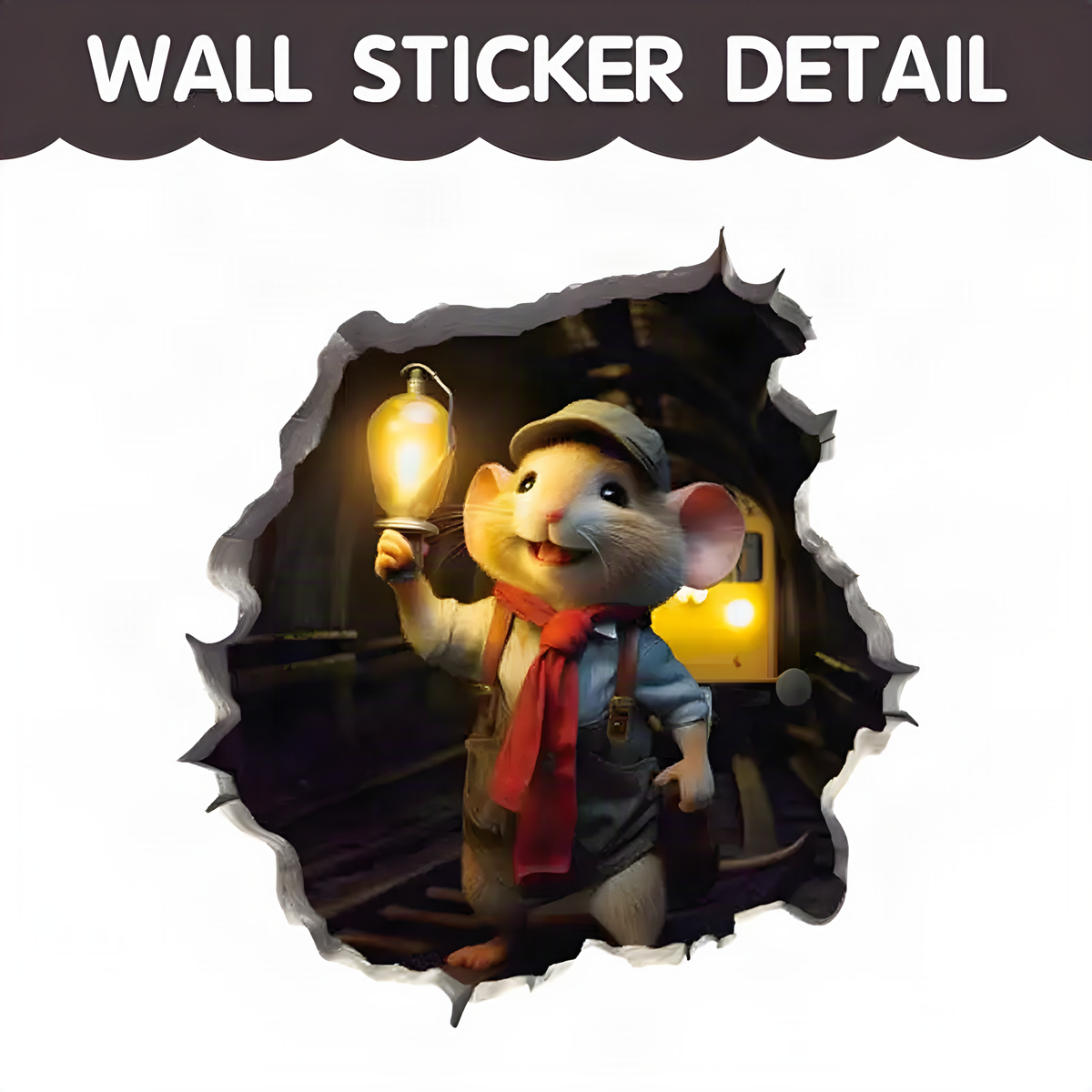 Mouse Hole Wall Sticker in Reading Mouse or Lantern Design