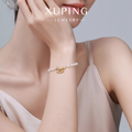 Pearl-Look Charm Bracelet, Gold-Tone Rocking Horse Detail