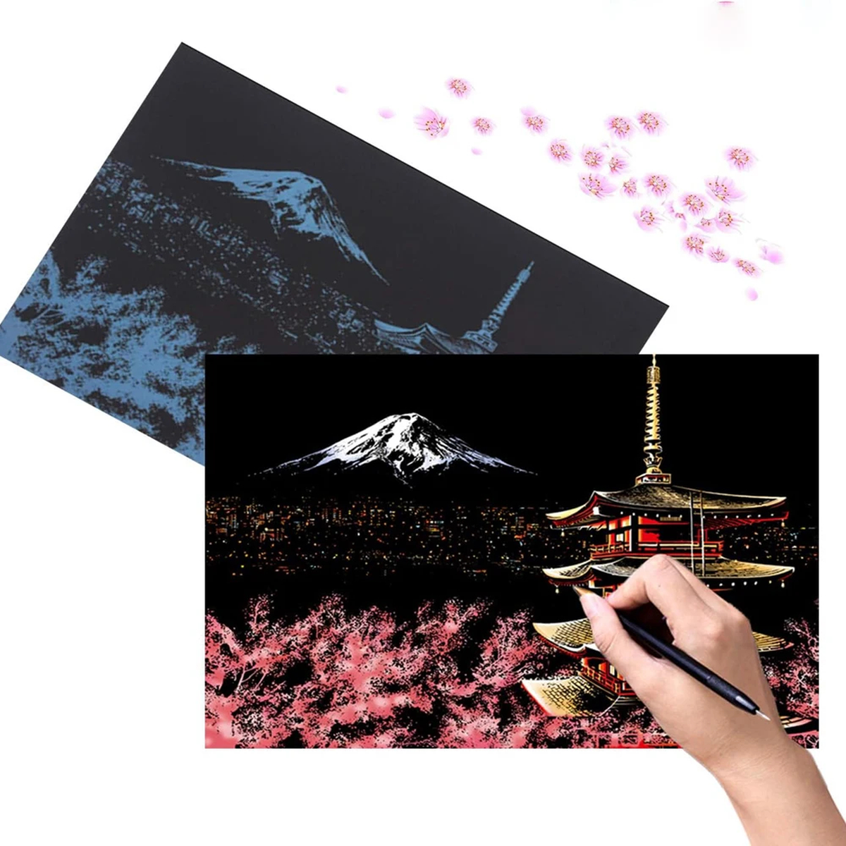 Landmark Scratch Art Kit, Color-Reveal City and Scenic Designs