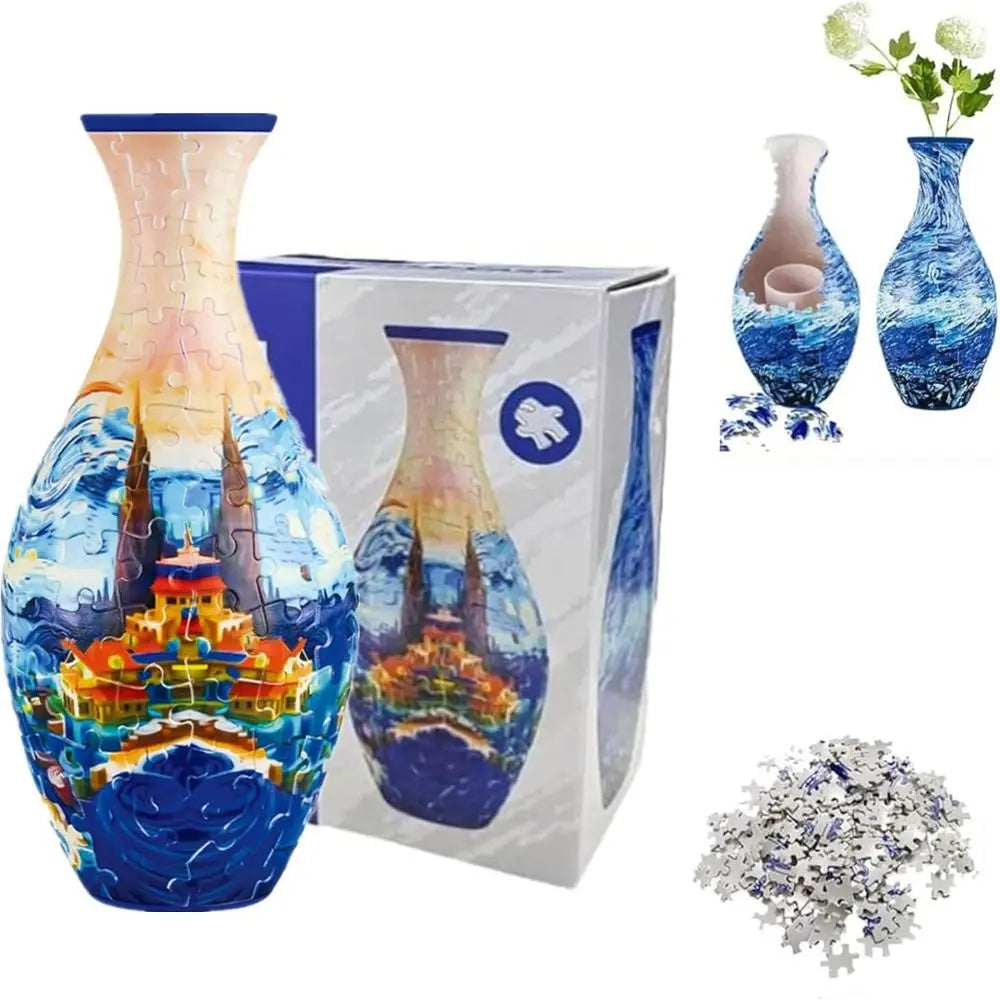 3D Vase Puzzle - 160 Pieces Functional Flower Vase with Stand - TradixPro