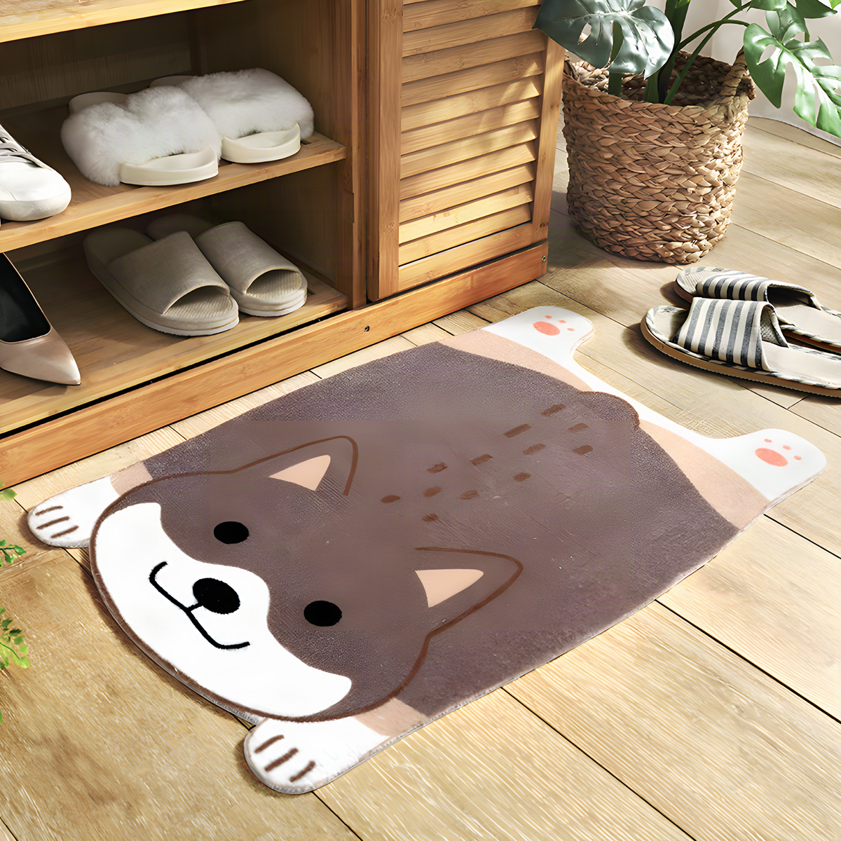 Dog-Shaped PVC Door Mat in Shiba Inu and Corgi Designs, 50 x 80 cm