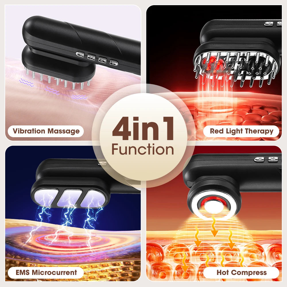 4-in-1 Electric Scalp Massager Comb with EMS & Red Light