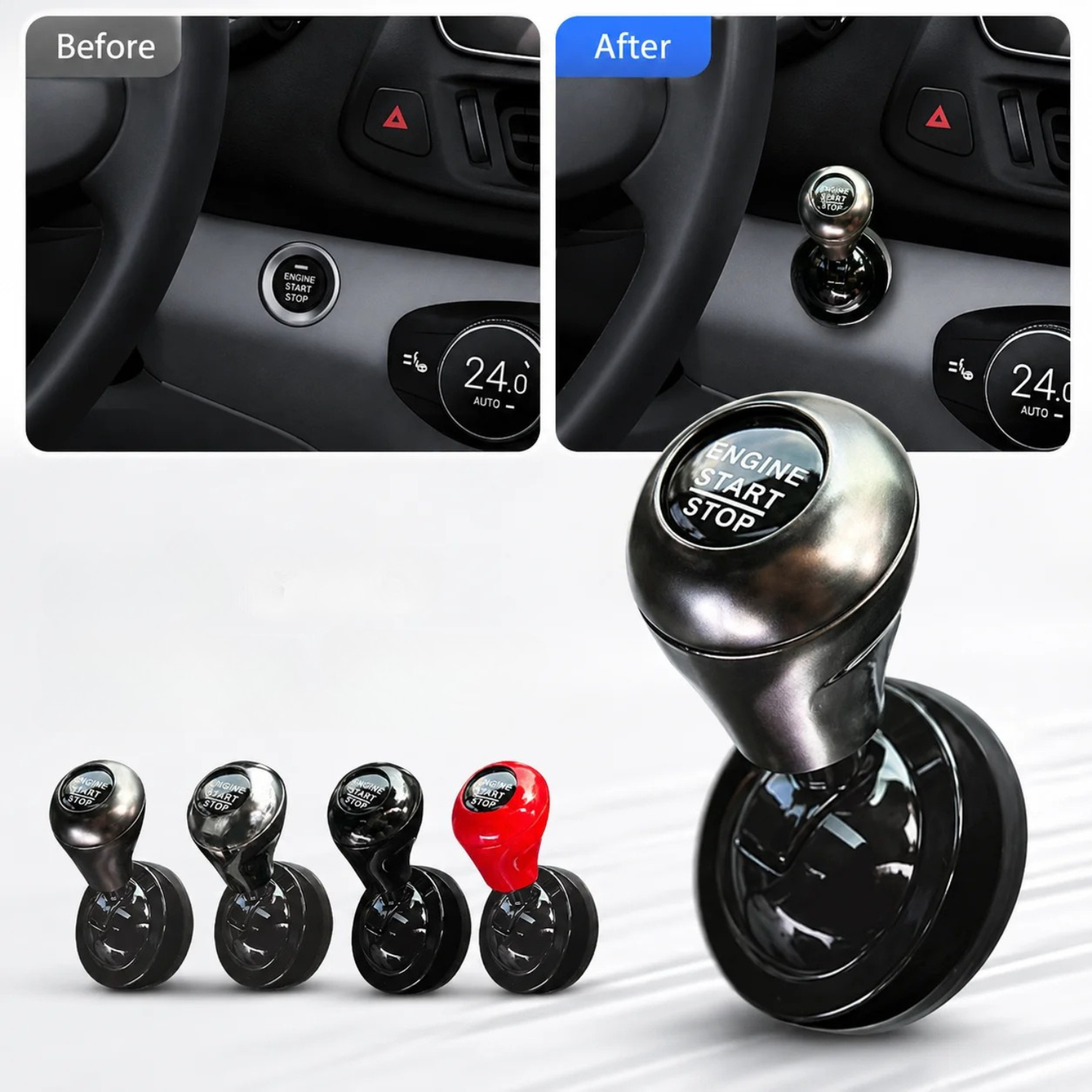 Retro Aluminum Alloy Car Push Start Button Cover 4 Colors