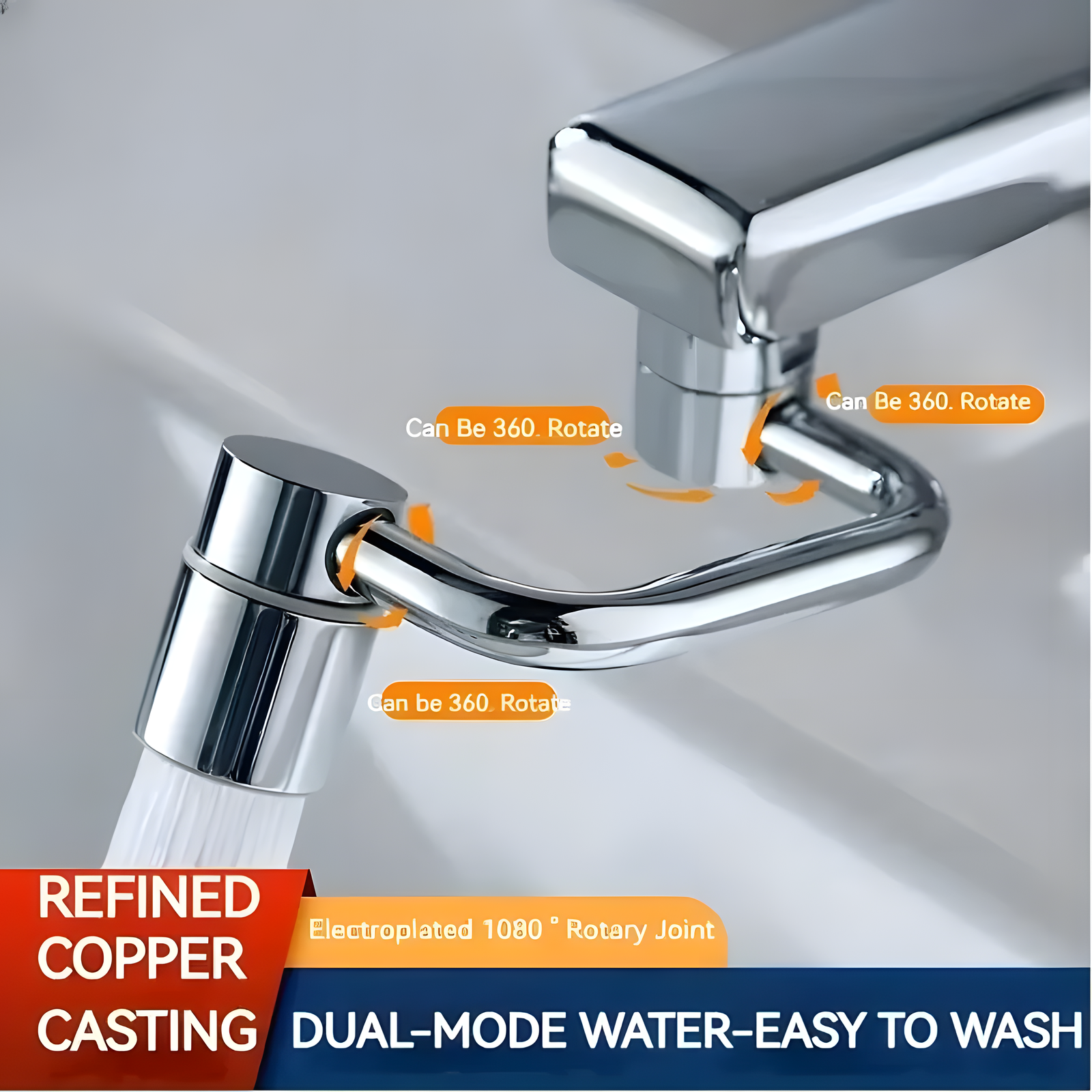 360° Rotating Faucet Extender U-Shape Dual Outlet