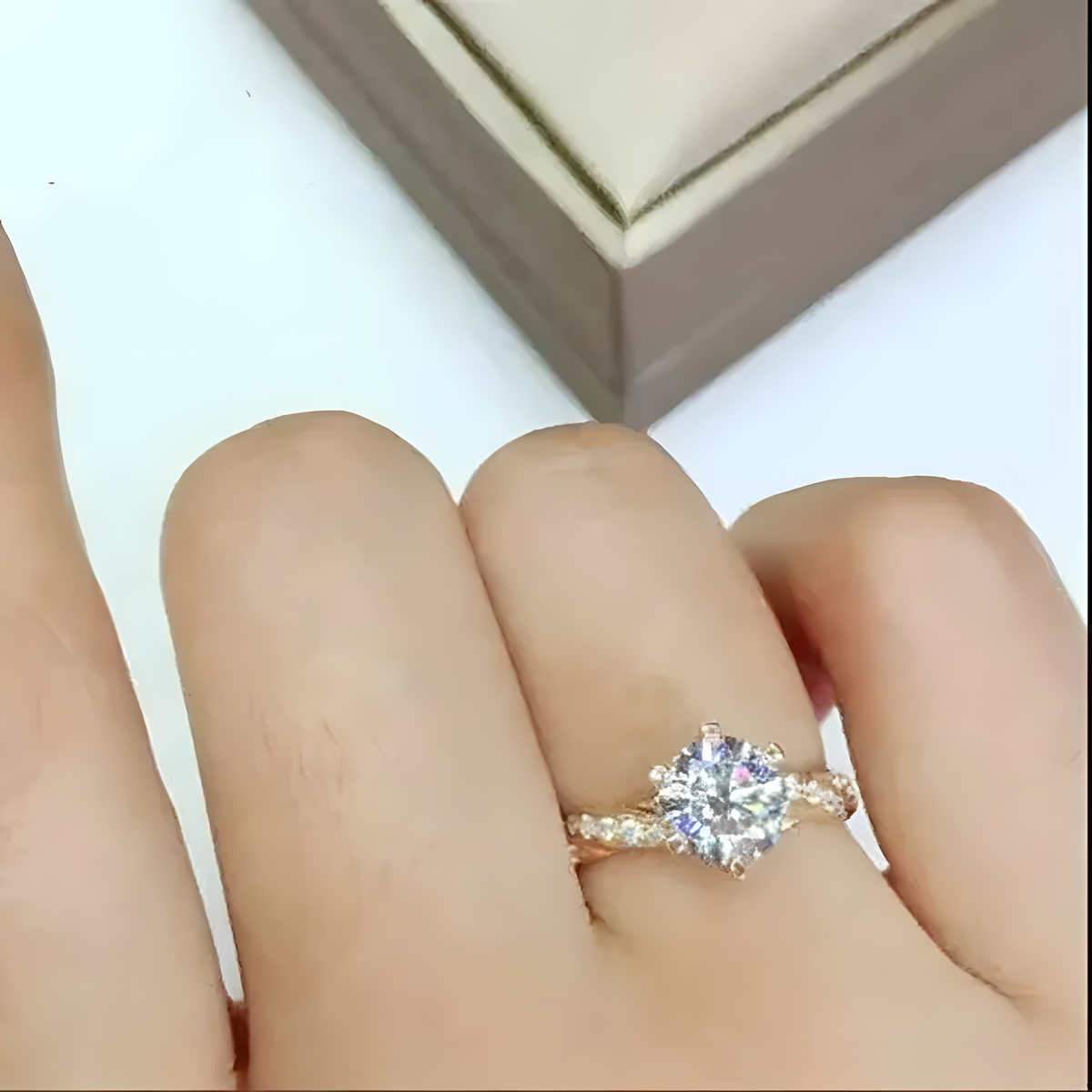 Twisted-Band Ring with Crystal-Look Center Stone