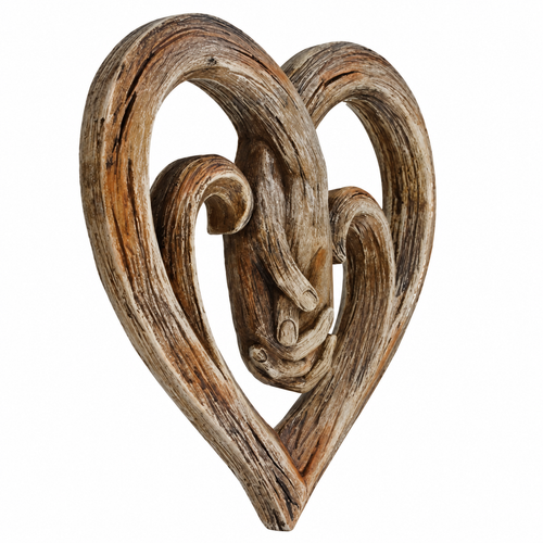 Holding Hands Heart Wall Sculpture, Resin Decor 20 x 20 cm