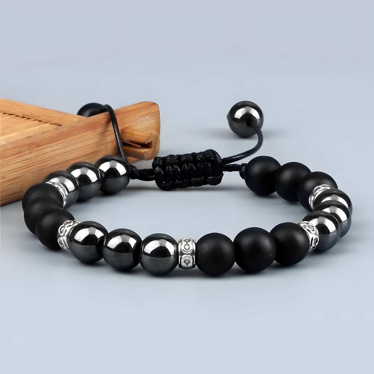 Adjustable Braided Bead Bracelet with Sliding Knot Closure