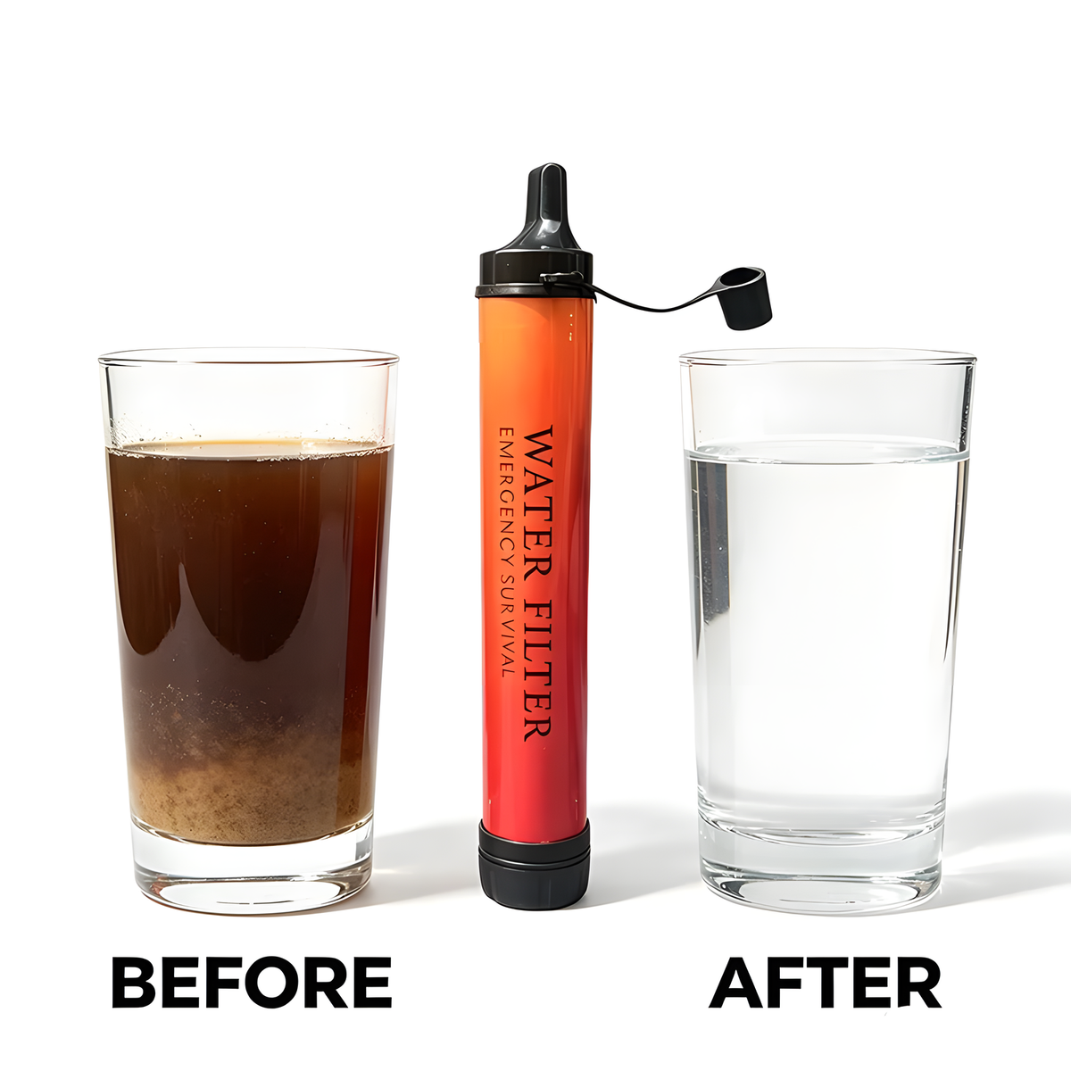 Portable Personal Water Filter Straw with Cap and Carry Cord