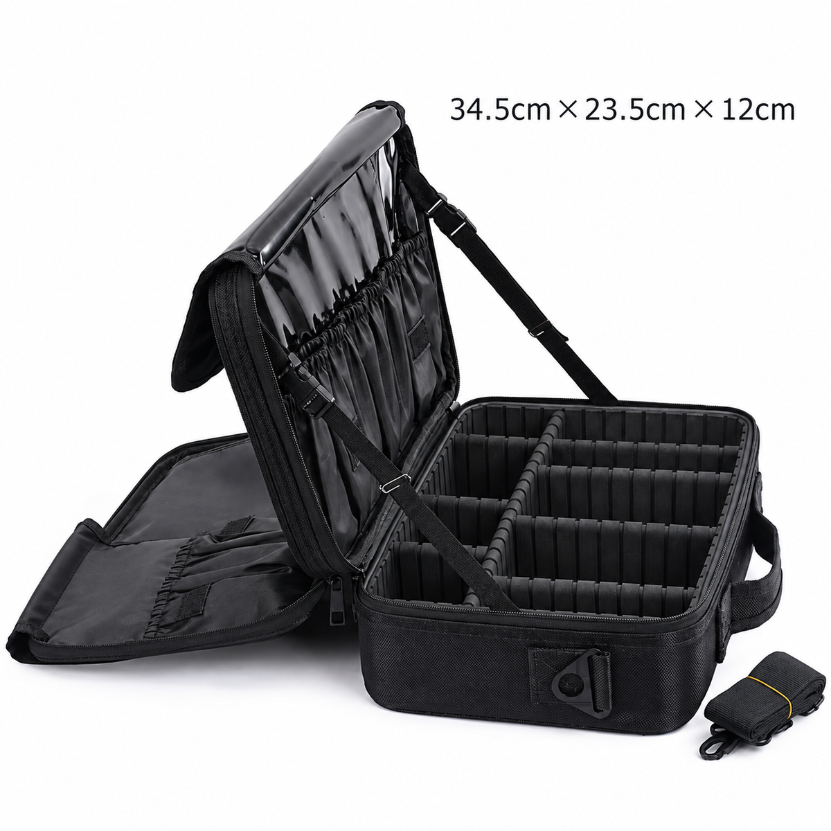 Makeup Travel Case, Adjustable Dividers and Brush Storage