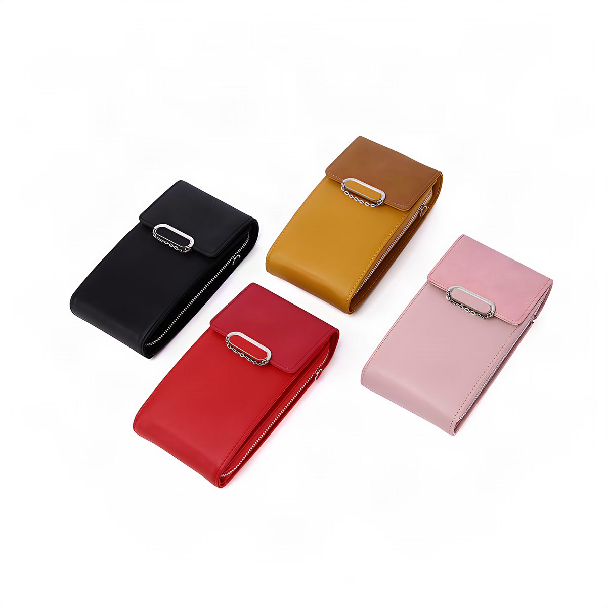 Compact Crossbody Phone Wallet with Strap and Flap Closure