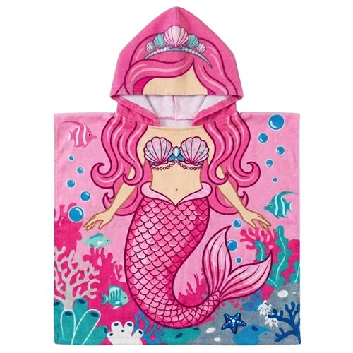 Kids Hooded Beach Towel Poncho Shark Mermaid Dinosaur Princess