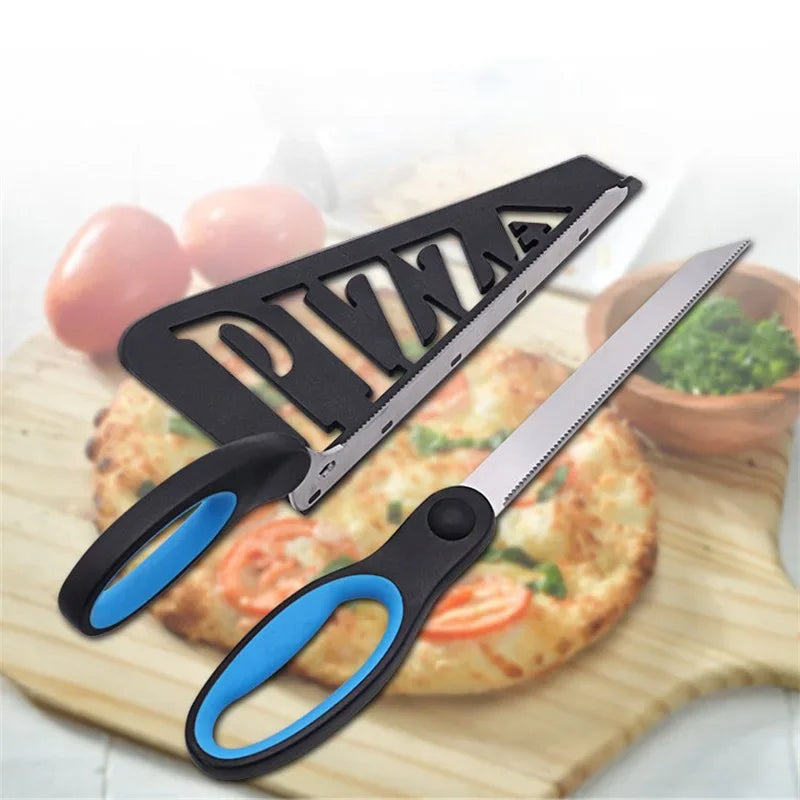 2-in-1 Smart Pizza Cutter Scissors with Server Tray (Precise & Mess-Free Serving)