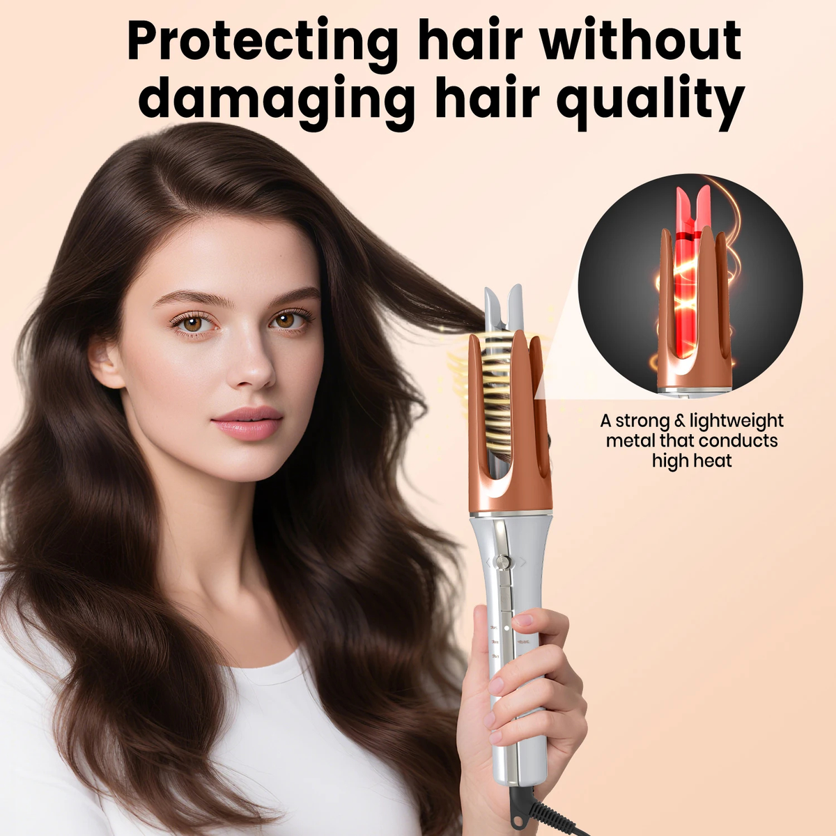 Automatic Rotating Curling Iron, 3 Heat Settings, 2 Barrels