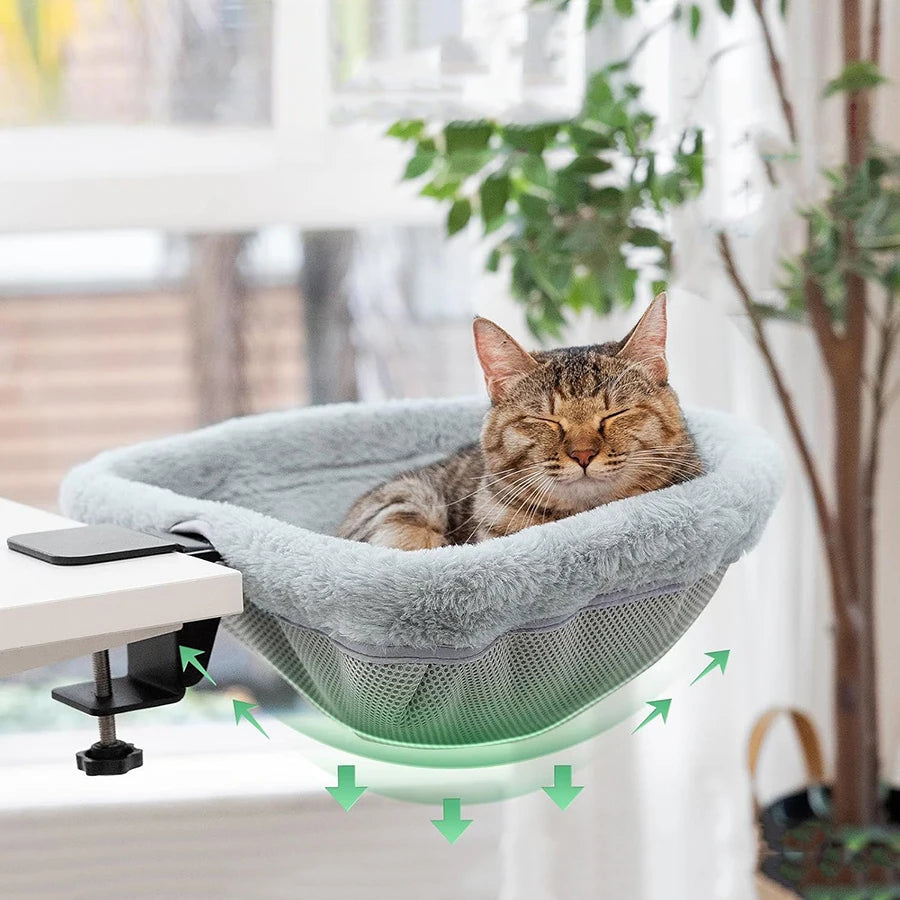 Foldable Cat Desk Bed - Space-Saving Desktop Cat Perch