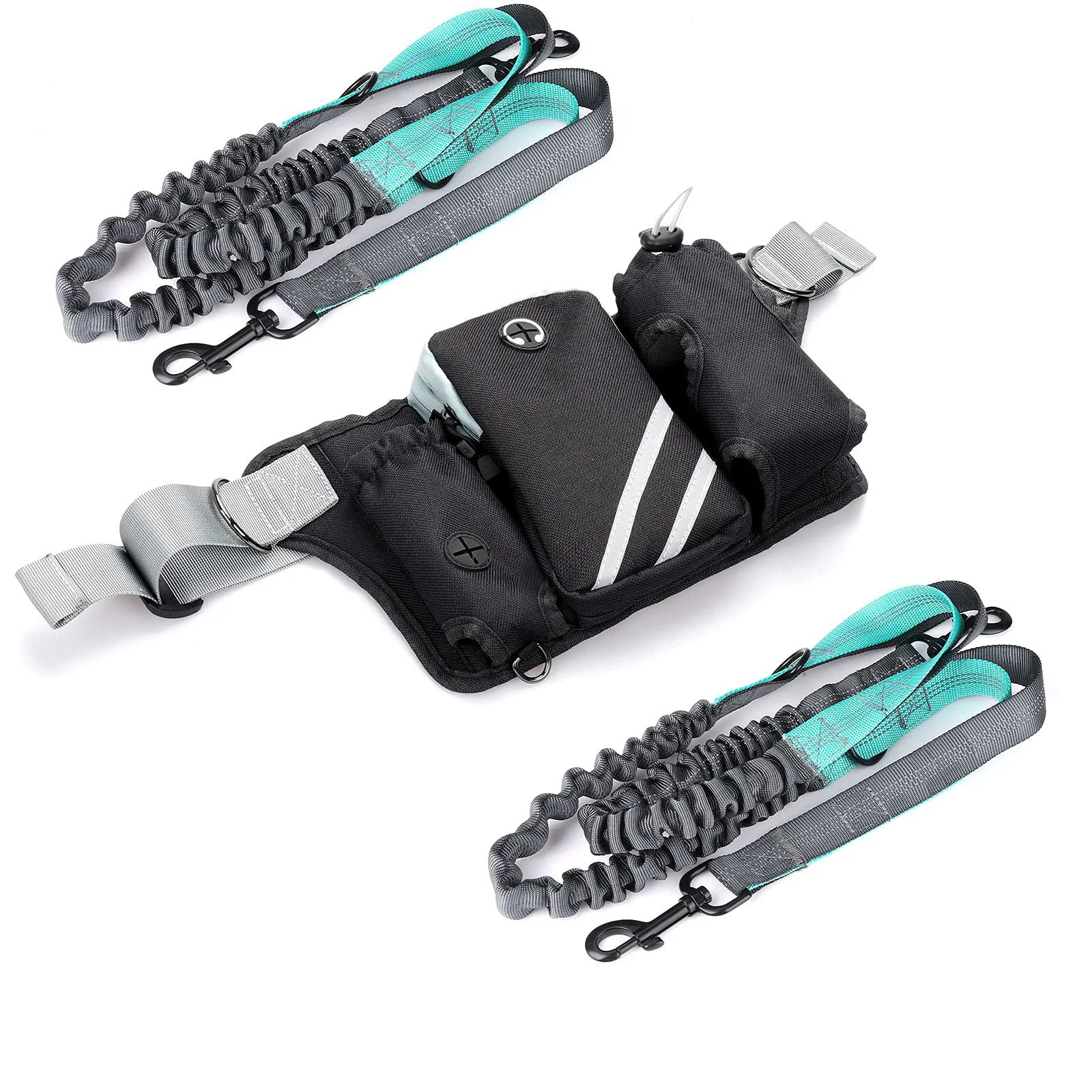 Hands-Free Dog Walking Waist Pack or Bungee Leash with Collar