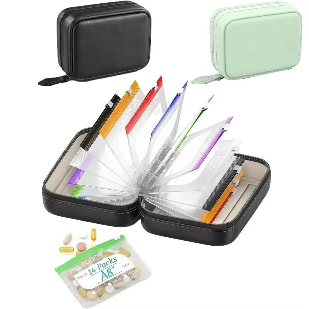 Portable Silicone Pill Pouch with Resealable Bags