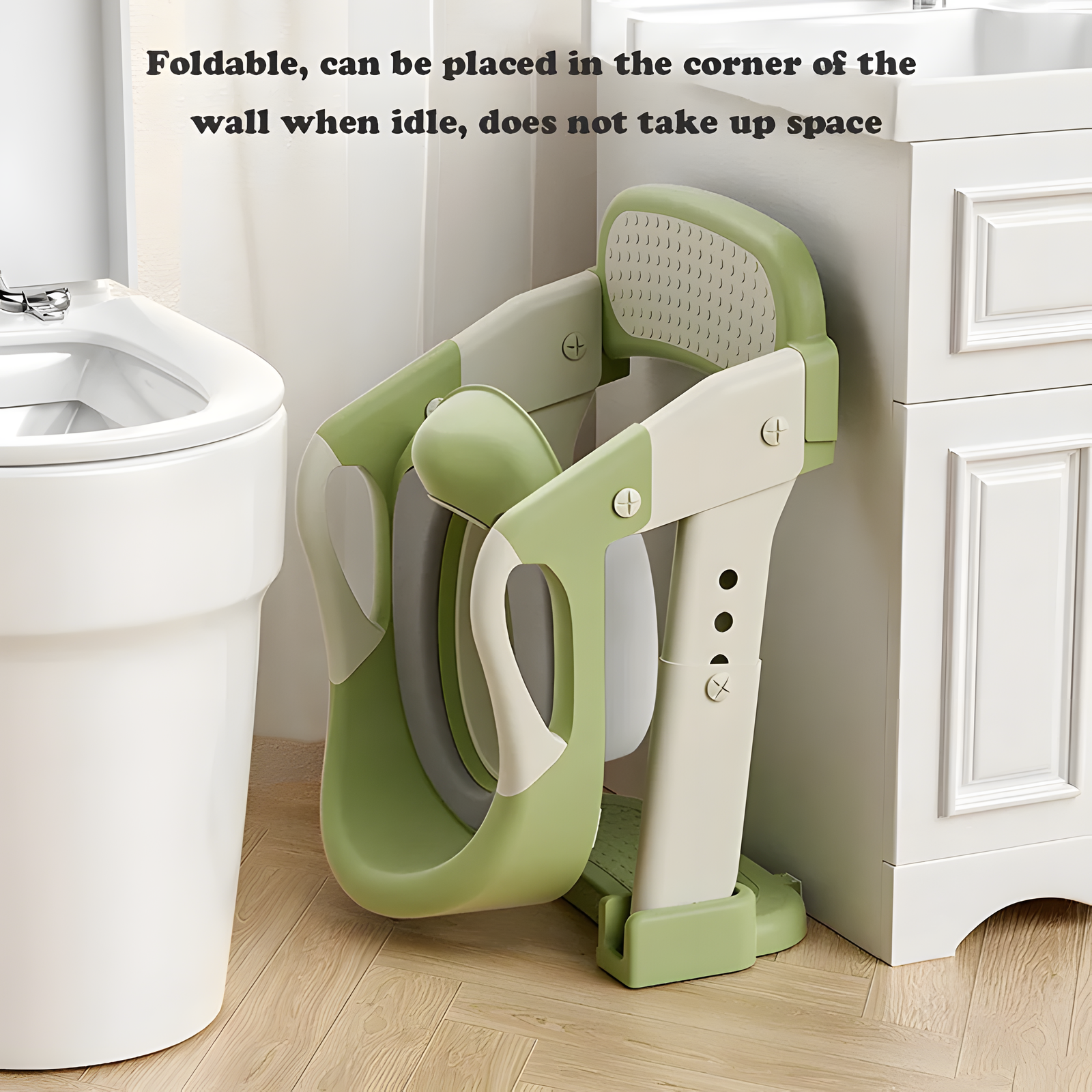 Toddler Toilet Ladder Seat with Soft PU Seat & Handles