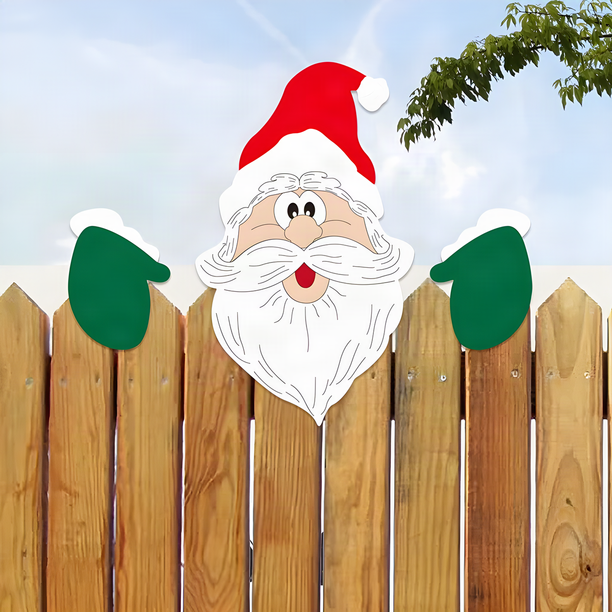 Wooden Christmas Fence Decoration, Three-Piece Character Set