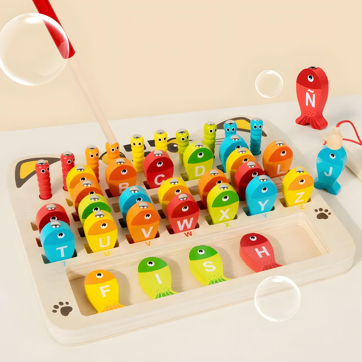 Wooden Magnetic Fishing Game for Color Matching and Play